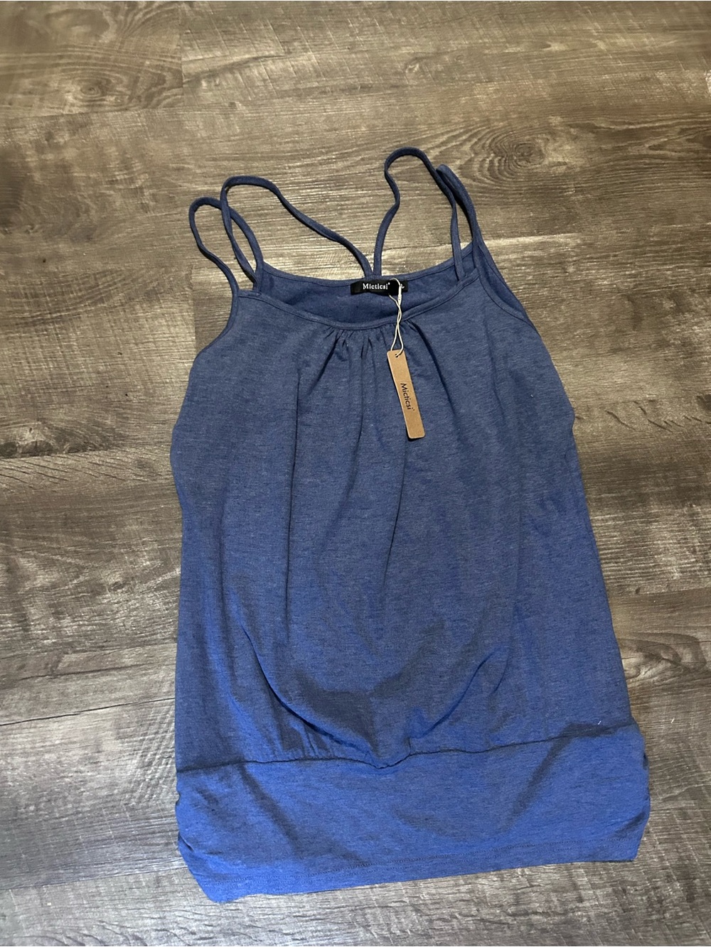 Blue Double-Strap Camisole Tank Top